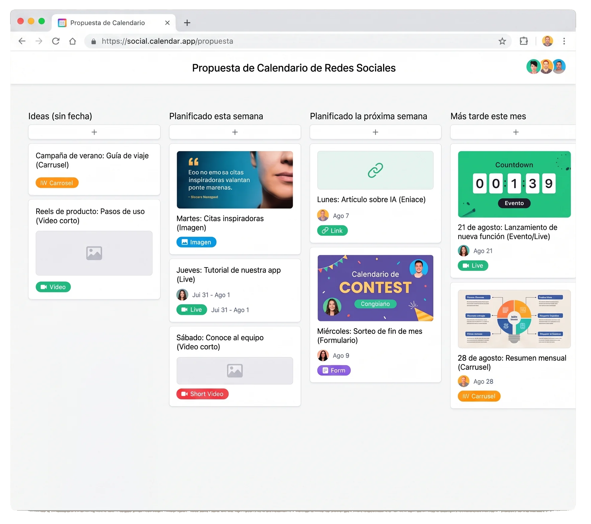 Calendario de contenidos y planificación de redes sociales